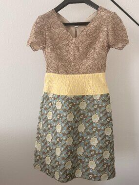 Antonio Marras SS13 Runway Lace & Brocade Colorblock Dress Made in Italy